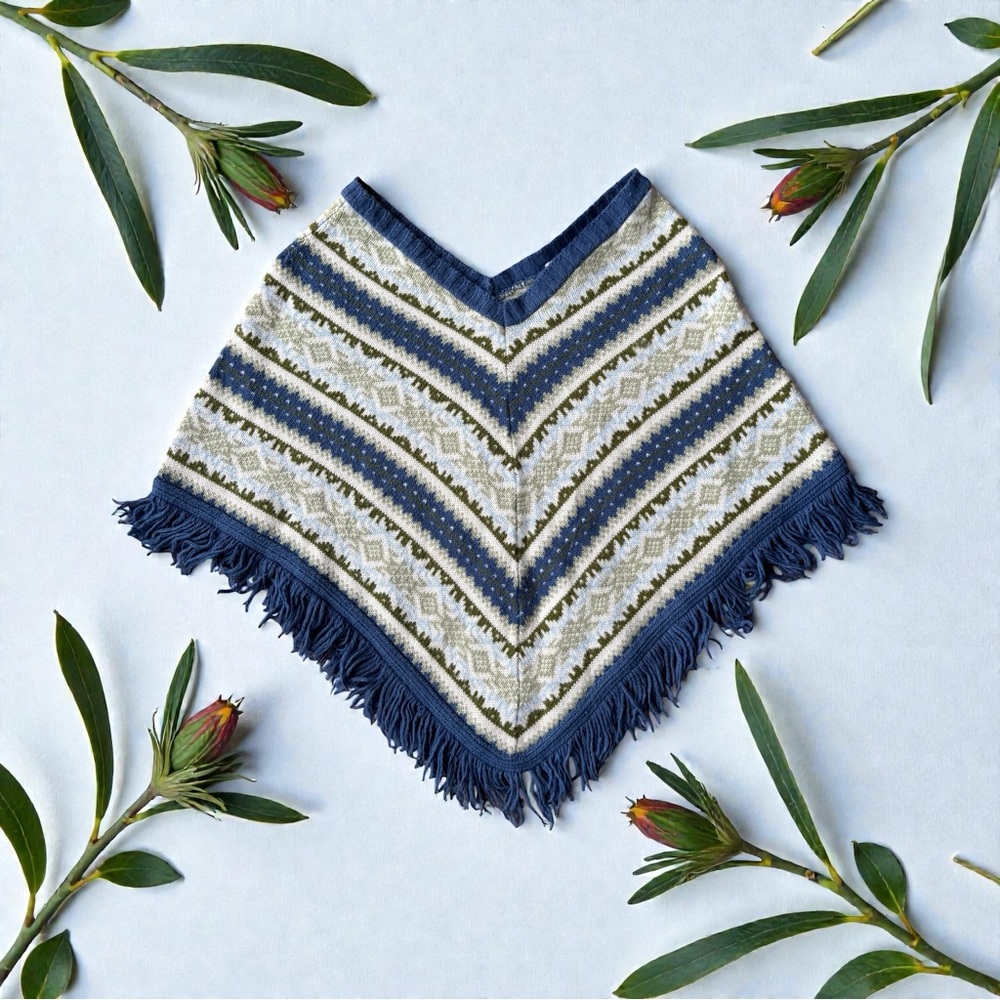 ✨ The Great American Sweater for Kids Blue & Green Poncho